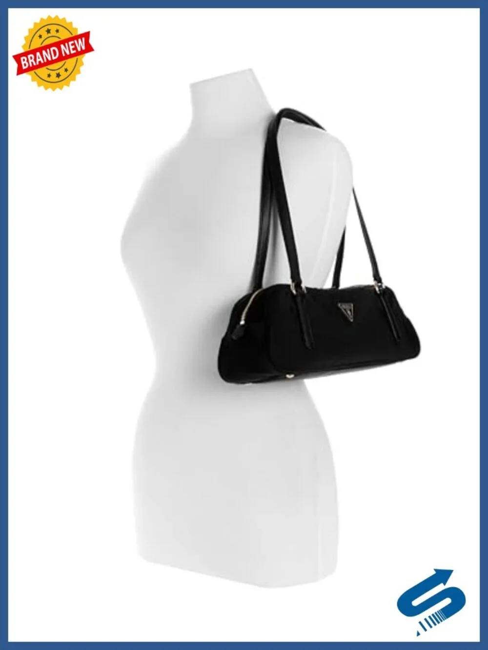 Nylon Shoulder Satchel with Gold Hardware